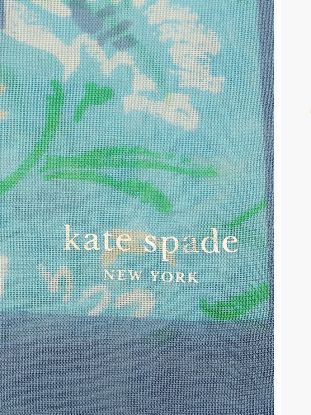 kate spade lively garden oblong scarf Blue Floral Print Scarf with Green Accents